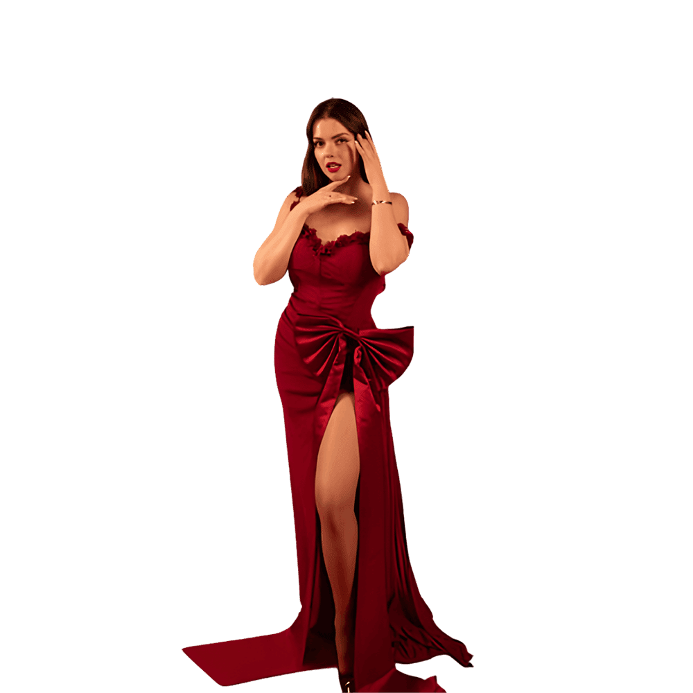 Crimson Satin Gown Image